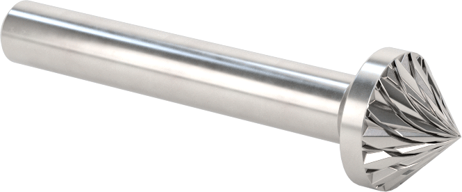 1/4" Çaplı Şaftlı Elmas Dişli Karbür Frez, 90 Derece Konik, 1/2" Baş Çapı