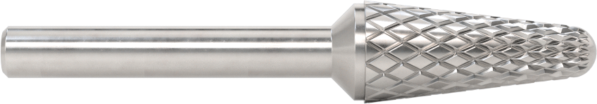 1/4" Çaplı Şaftlı Elmas Dişli Karbür Frez, Konik Koni Yarıçaplı Uç, 1/2" Baş Çapı