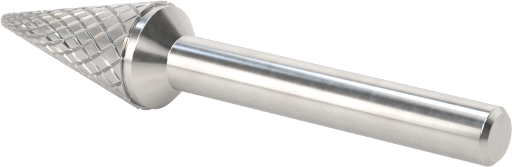 1/4" Çaplı Şaftlı Elmas Dişli Karbür Frez, Konik Konik Uçlu, 1/2" Baş Çapı