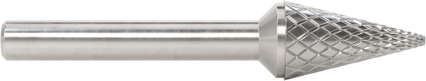 1/4" Çaplı Şaftlı Elmas Dişli Karbür Frez, Konik Konik Uçlu, 1/2" Baş Çapı