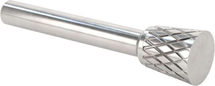 1/4" Çaplı Şaftlı Elmas Dişli Karbür Frez, Ters Konik, 1/2" Baş Çapı