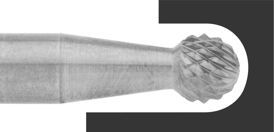 1/4" Çaplı Şaftlı Elmas Dişli Karbür Frez, Bilye, 1/4" Baş Çapı