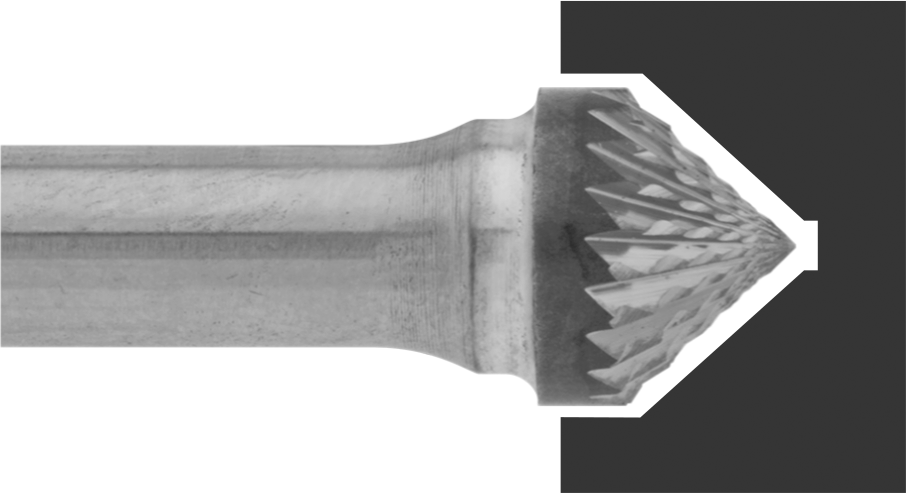 1/4" Çaplı Şaftlı Elmas Dişli Karbür Frez, 90 Derece Konik, 3/8" Baş Çapı