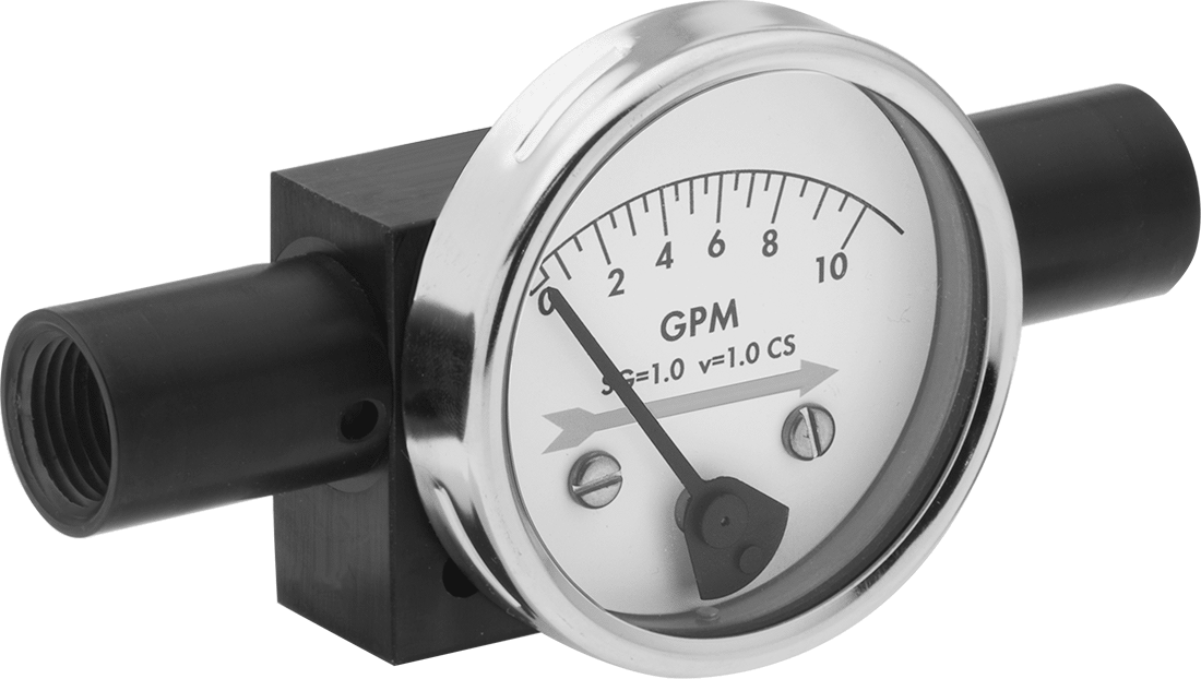 Okunması Kolay Akış Ölçer, 2-1/2" Kadran, Alüminyum Gövde, 1/2 NPT Dişi, 0 ila 10 gpm