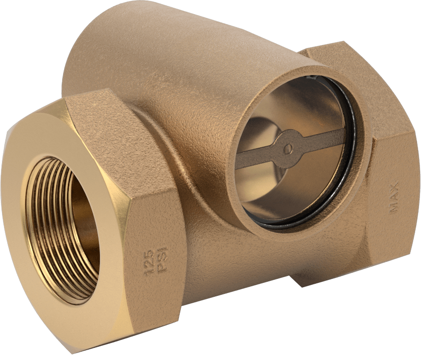 Su ve Yağ için Akış Göstergesi, Bronz Gövde, 1-1/2 NPT Dişi