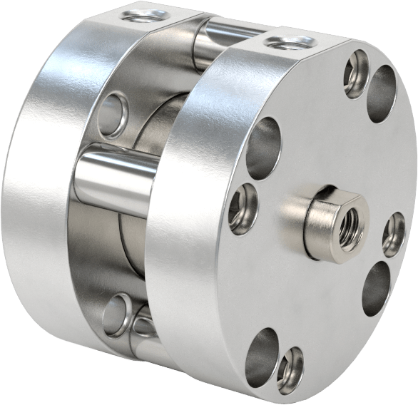 Yuvarlak Yüzlü Kompakt Bağlantı Çubuğu Hava Silindiri, Çift Etkili, 3/4" Delik, 1-1/2" Çap, 1/2" Strok Uzunluğu