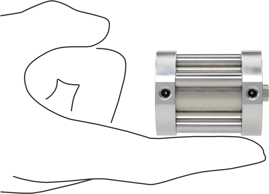 Yuvarlak Yüzlü Kompakt Bağlantı Çubuğu Hava Silindiri, Çift Etkili, 3/4" Delik Boyutu, 1-1/2" Çap, 1-1/4" Strok