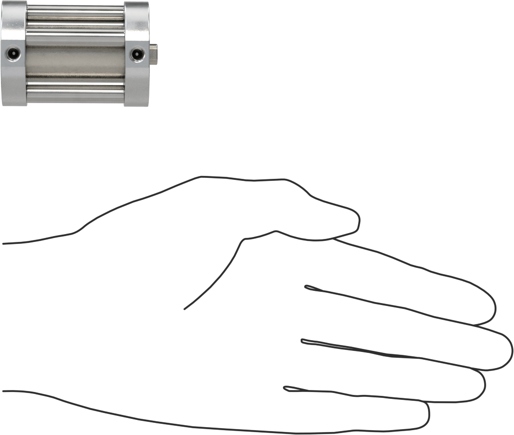 Yuvarlak Yüzlü Kompakt Bağlantı Çubuğu Hava Silindiri, Çift Etkili, 3/4" Delik Boyutu, 1-1/2" Çap, 1-1/2" Strok