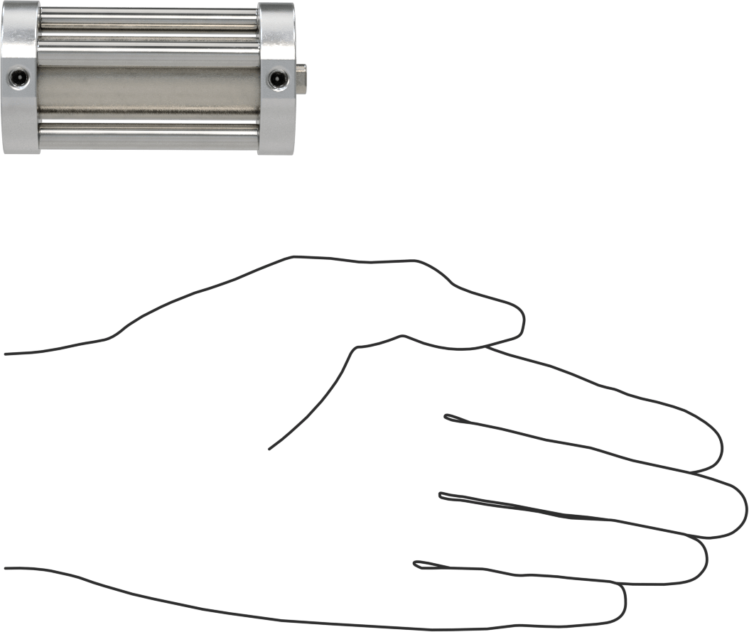Yuvarlak Yüzlü Kompakt Bağlantı Çubuğu Hava Silindiri, Çift Etkili, 3/4" Delik Boyutu, 1-1/2" Çap, 2-1/4" Strok