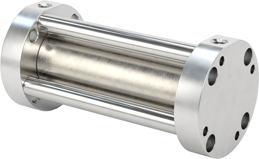 Yuvarlak Yüzlü Kompakt Bağlantı Çubuğu Hava Silindiri, Çift Etkili, 3/4" Delik Boyutu, 1-1/2" Çap, 2-1/2" Strok