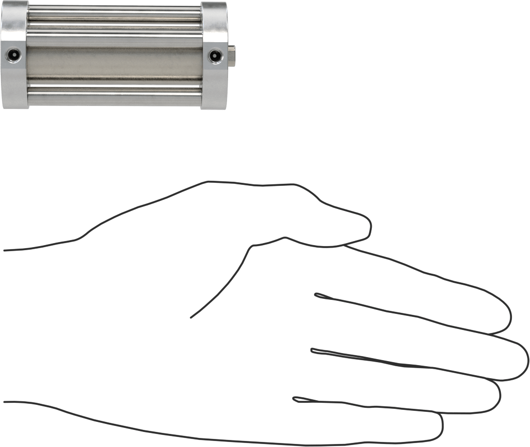 Yuvarlak Yüzlü Kompakt Bağlantı Çubuğu Hava Silindiri, Çift Etkili, 3/4" Delik Boyutu, 1-1/2" Çap, 2-1/2" Strok