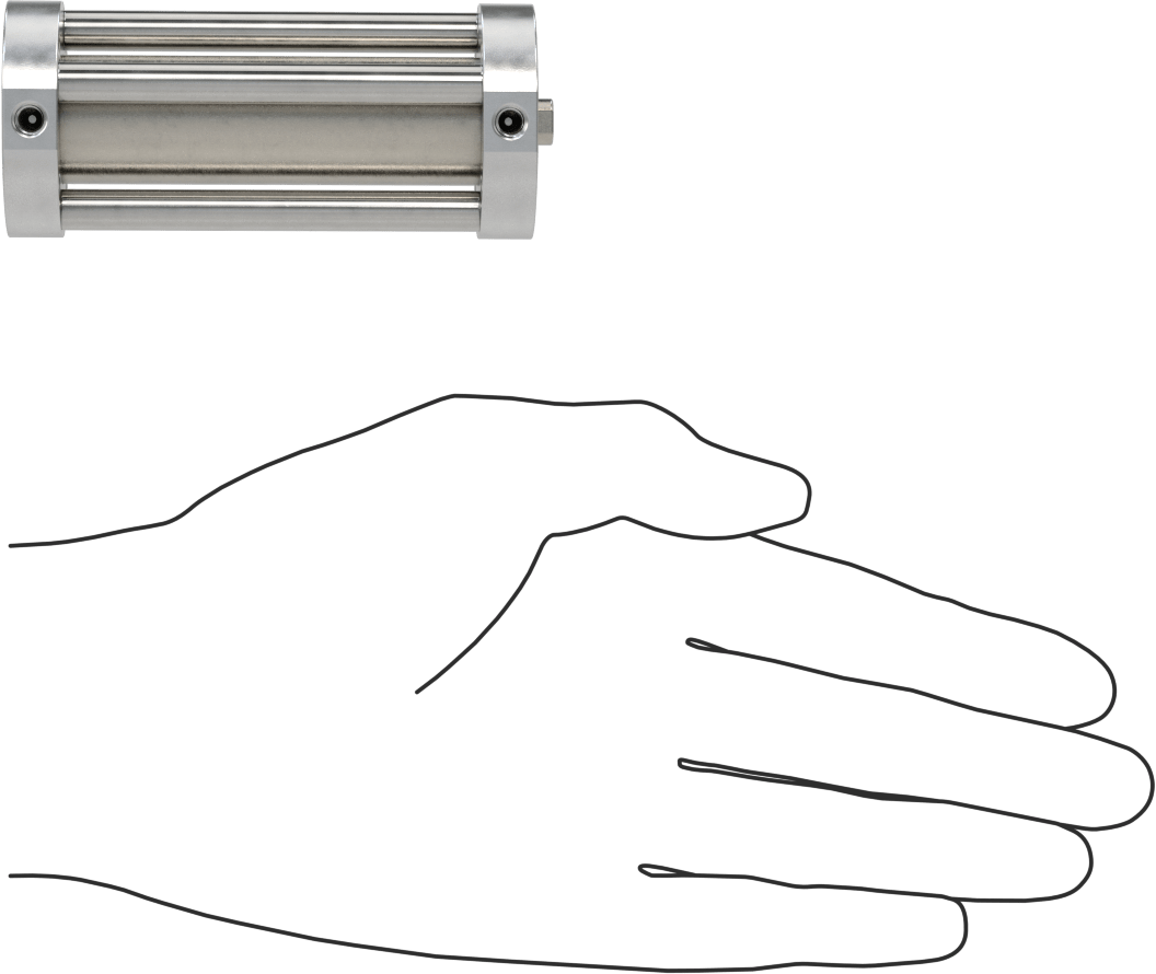 Yuvarlak Yüzlü Kompakt Bağlantı Çubuğu Hava Silindiri, Çift Etkili, 3/4" Delik Boyutu, 1-1/2" Çap, 2-3/4" Strok