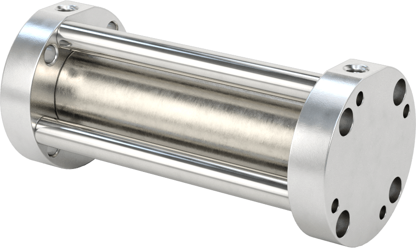 Yuvarlak Yüzlü Kompakt Bağlantı Çubuğu Hava Silindiri, Çift Etkili, 3/4" Delik Boyutu, 1-1/2" Çap, 2-3/4" Strok