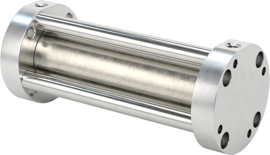 Yuvarlak Yüzlü Kompakt Bağlantı Çubuğu Hava Silindiri, Çift Etkili, 3/4" Delik Boyutu, 1-1/2" Çap, 3" Strok Uzunluğu