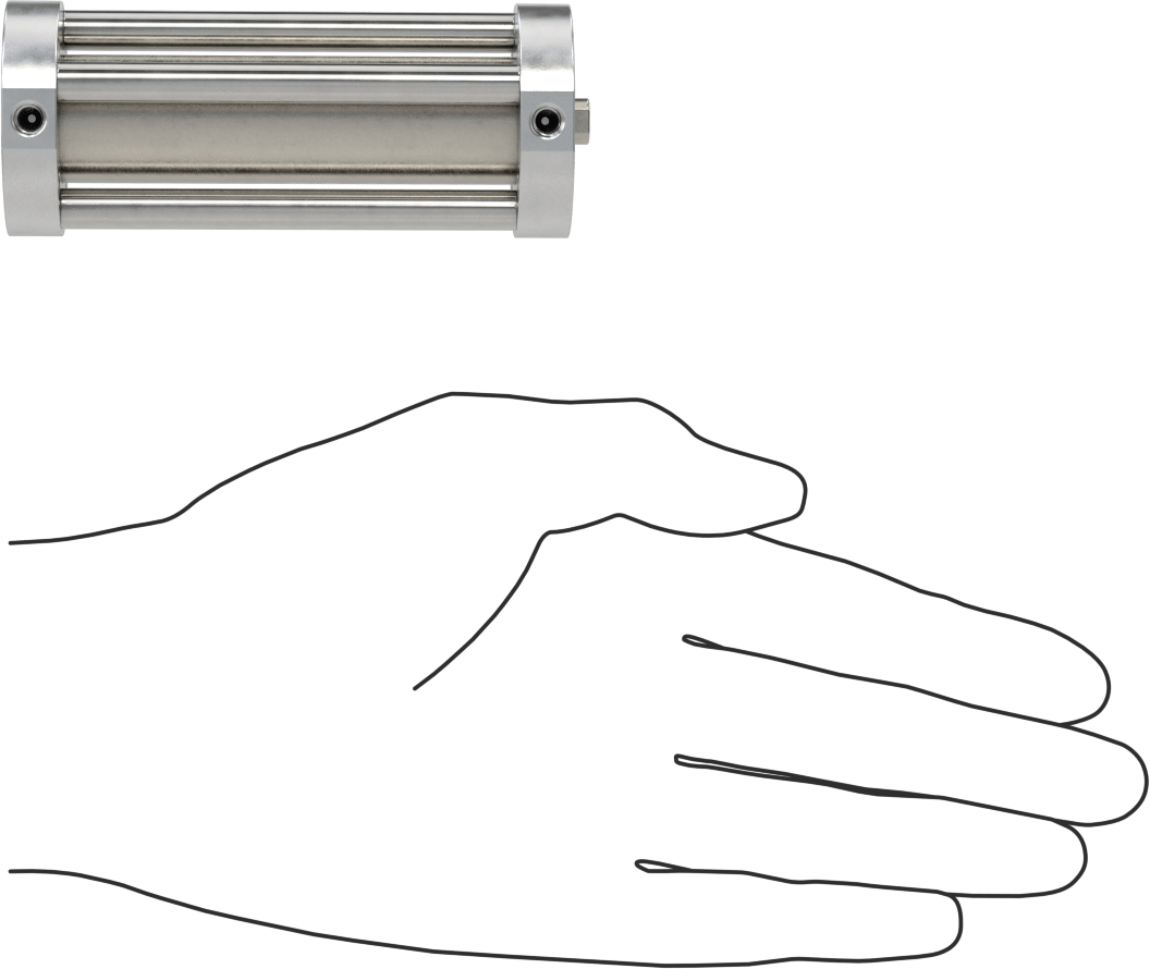 Yuvarlak Yüzlü Kompakt Bağlantı Çubuğu Hava Silindiri, Çift Etkili, 3/4" Delik Boyutu, 1-1/2" Çap, 3" Strok Uzunluğu