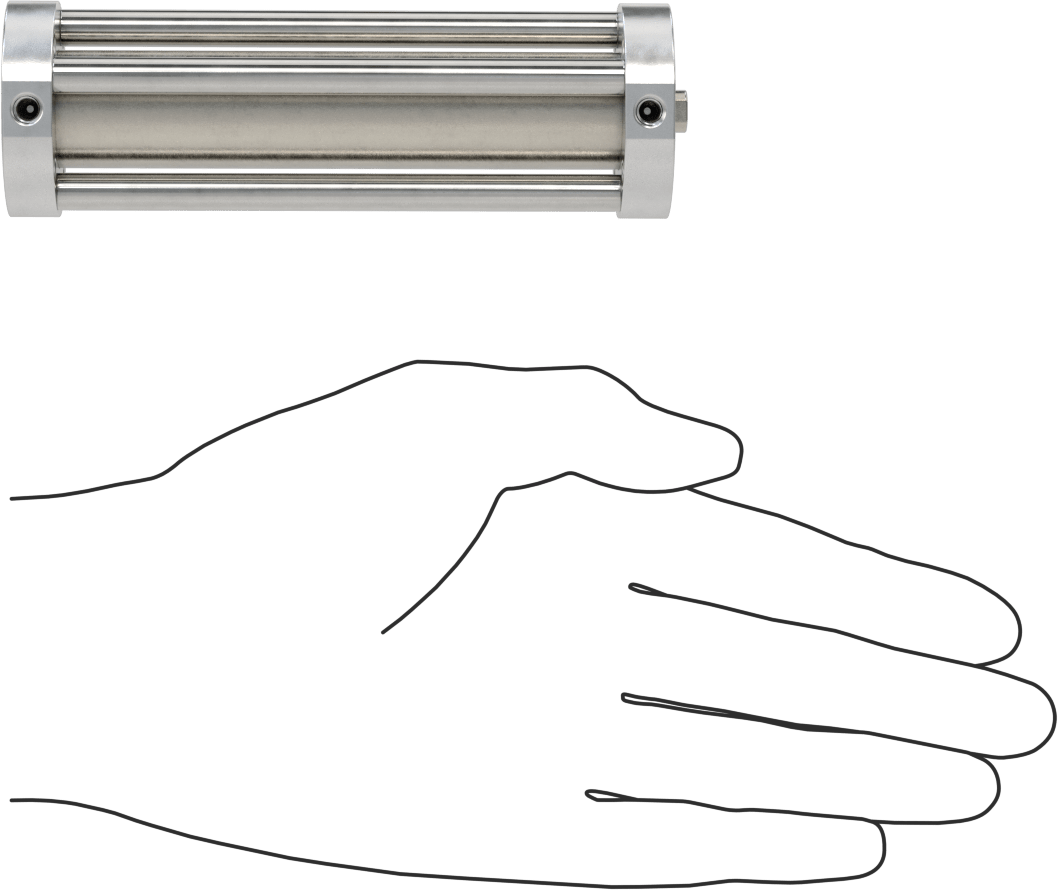 Yuvarlak Yüzlü Kompakt Bağlantı Çubuğu Hava Silindiri, Çift Etkili, 3/4" Delik Boyutu, 1-1/2" Çap, 4" Strok Uzunluğu