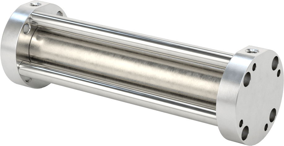Yuvarlak Yüzlü Kompakt Bağlantı Çubuğu Hava Silindiri, Çift Etkili, 3/4" Delik Boyutu, 1-1/2" Çap, 4" Strok Uzunluğu