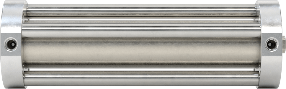 Yuvarlak Yüzlü Kompakt Bağlantı Çubuğu Hava Silindiri, Çift Etkili, 3/4" Delik Boyutu, 1-1/2" Çap, 4" Strok Uzunluğu