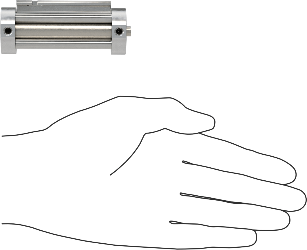Yuvarlak Yüzlü Kompakt Bağlantı Çubuğu Hava Silindiri, Sensör Hazır, Çift Etkili, 9/16" delik, 1-1/2" Strok