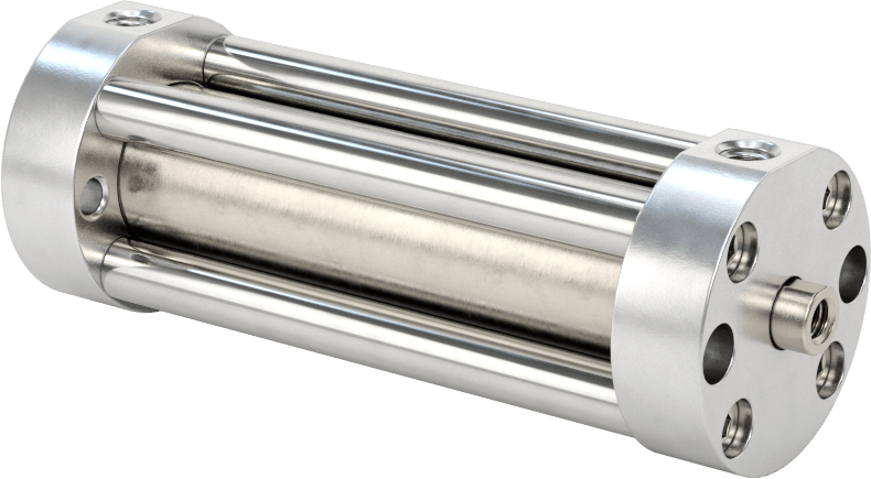 Yuvarlak Yüzlü Kompakt Bağlantı Çubuğu Hava Silindiri, Sensör Hazır, Çift Etkili, 9/16" delik, 1-1/2" Strok