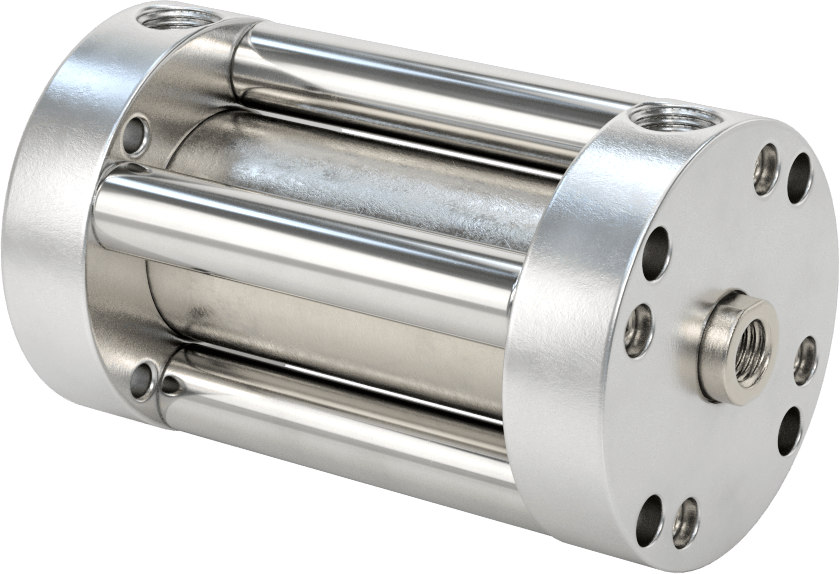 Yuvarlak Yüzlü Kompakt Bağlantı Çubuğu Hava Silindiri, Sensör Hazır, Çift Etkili, 1-1/16" Delik, 1-1/2" Strok