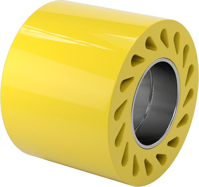 Aşınmaya Dayanıklı Flex-Grip Presle Takılan Tahrik Silindiri, 2-1/2“ Çap x 2” Genişlik Esnek Silindir, 1-1/4" Mil Çapı