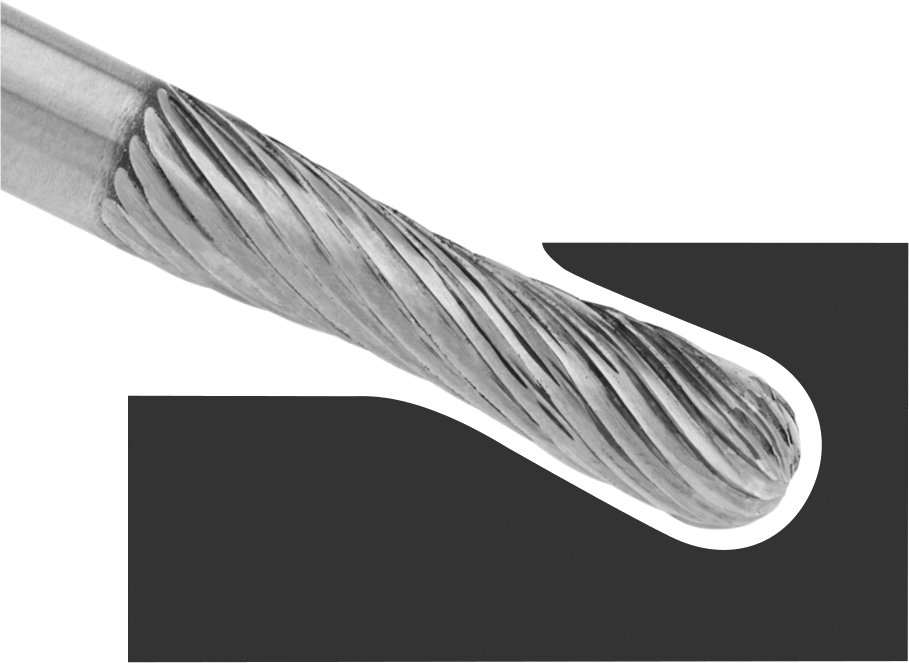 Yüksek Hızlı Çelik Frez, 1/4" Çaplı Şaft ile, Dışbükey-İçbükey, 1/4" Baş Çapı