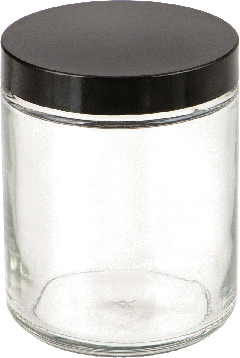 PTFE Plastik Contalı Şeffaf Cam Kavanoz, 8 FL oz/235 ml Kapasite