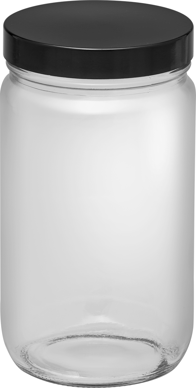 PTFE Plastik Contalı Şeffaf Cam Kavanoz, 32 FL oz/950 ml Kapasite