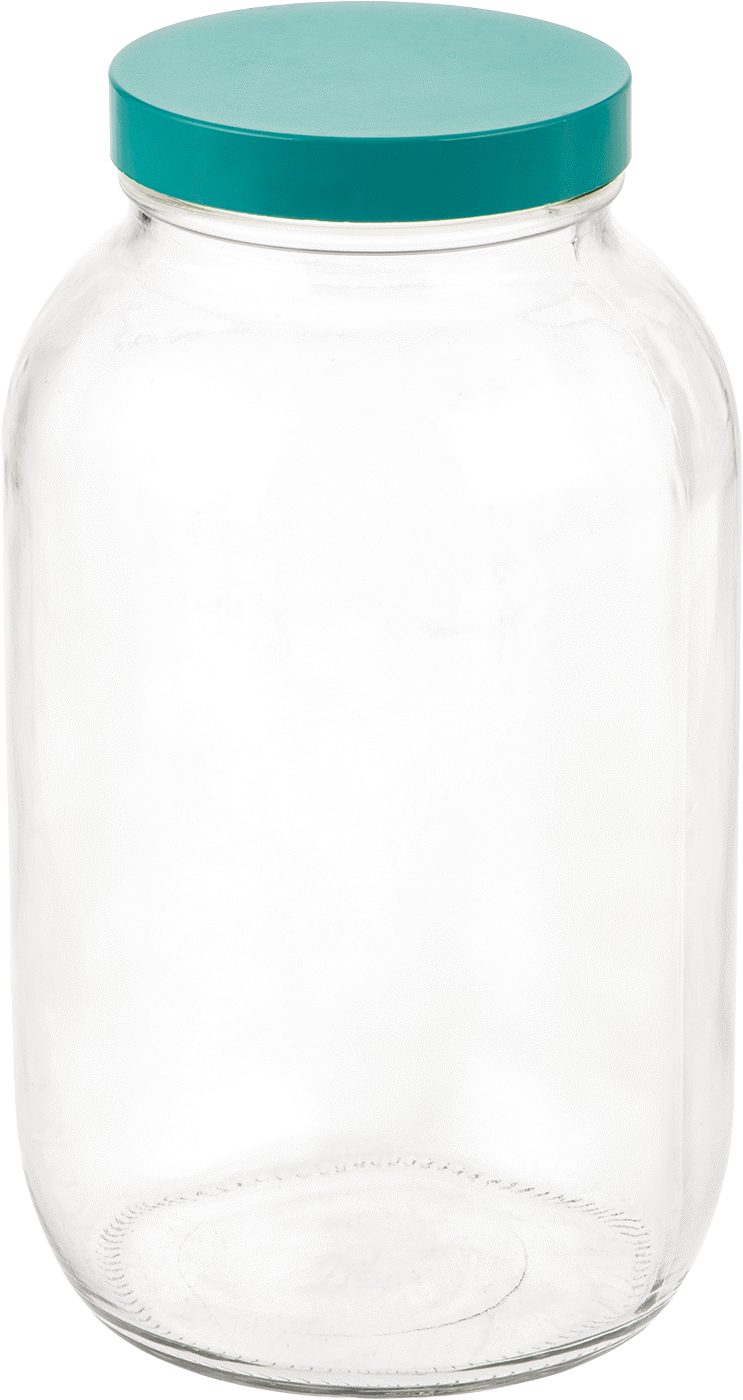 PTFE Plastik Contalı Şeffaf Cam Kavanoz, 64 FL oz/1900 ml Kapasite