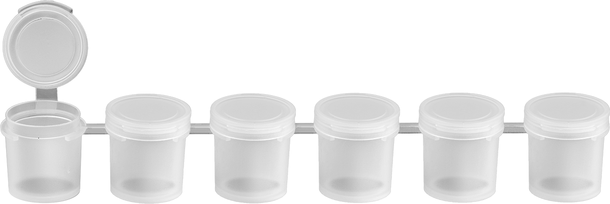 Bağlantılı Polipropilen Plastik Şişeler, 6 Şişe, 0,2 FL. oz. Kapasite, 1" Çap