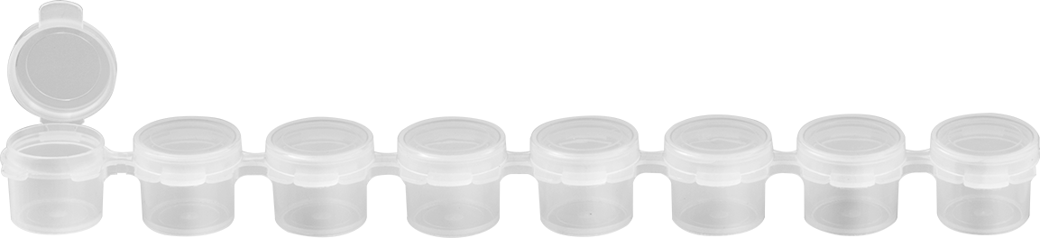 Bağlantılı Polipropilen Plastik Şişeler, 8 Şişe, 0,16 FL. oz. Kapasite, 1" Çap