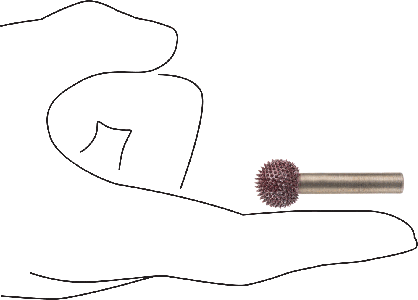 Metalsiz Malzemeler için Taşlama Ucu, Top Şekli, 9/16" Baş Çapı, Kaba