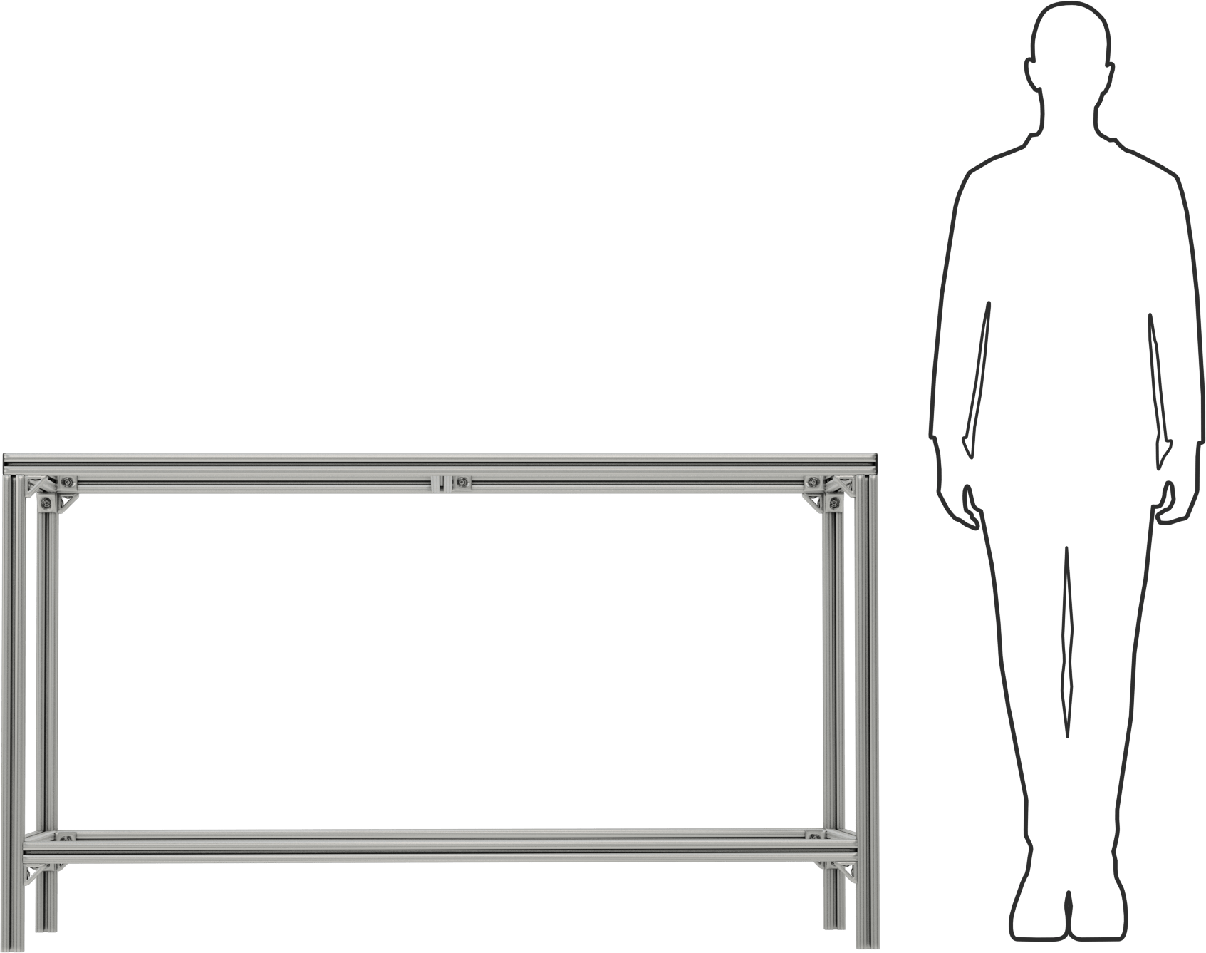 T-Yivli Çerçeve Tabanı, 1-1/2" Tek Ray, 60“ Uzunluk x 30” Genişlik x 34" Yükseklik