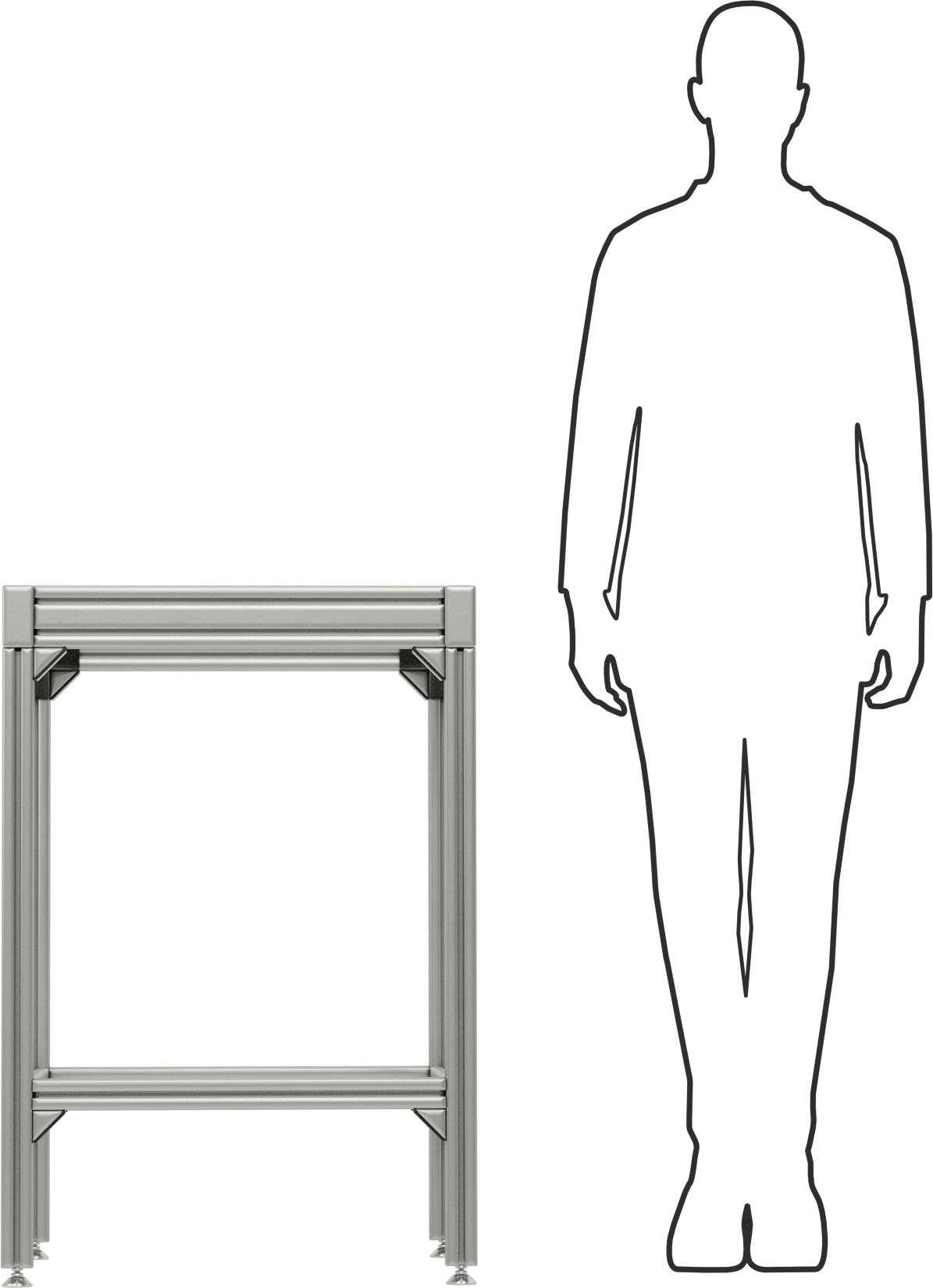 T-Yivli Çerçeve Tabanı, 40 mm Yükseklik x 80 mm Genişlik Tek Ray, 24“ Uzunluk x 24” Genişlik