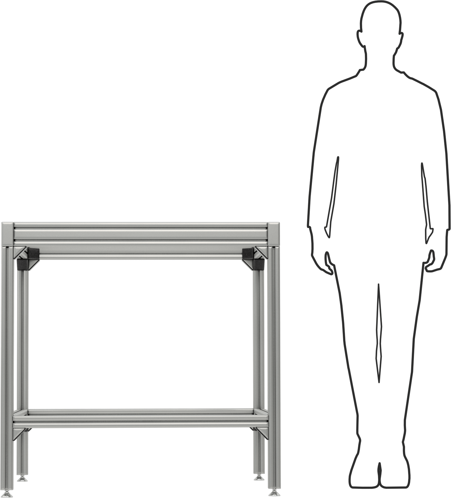 T-Yivli Çerçeve Tabanı, 40 mm Yükseklik x 80 mm Genişlik Tek Ray, 36 inç Uzunluk x 36 inç Genişlik