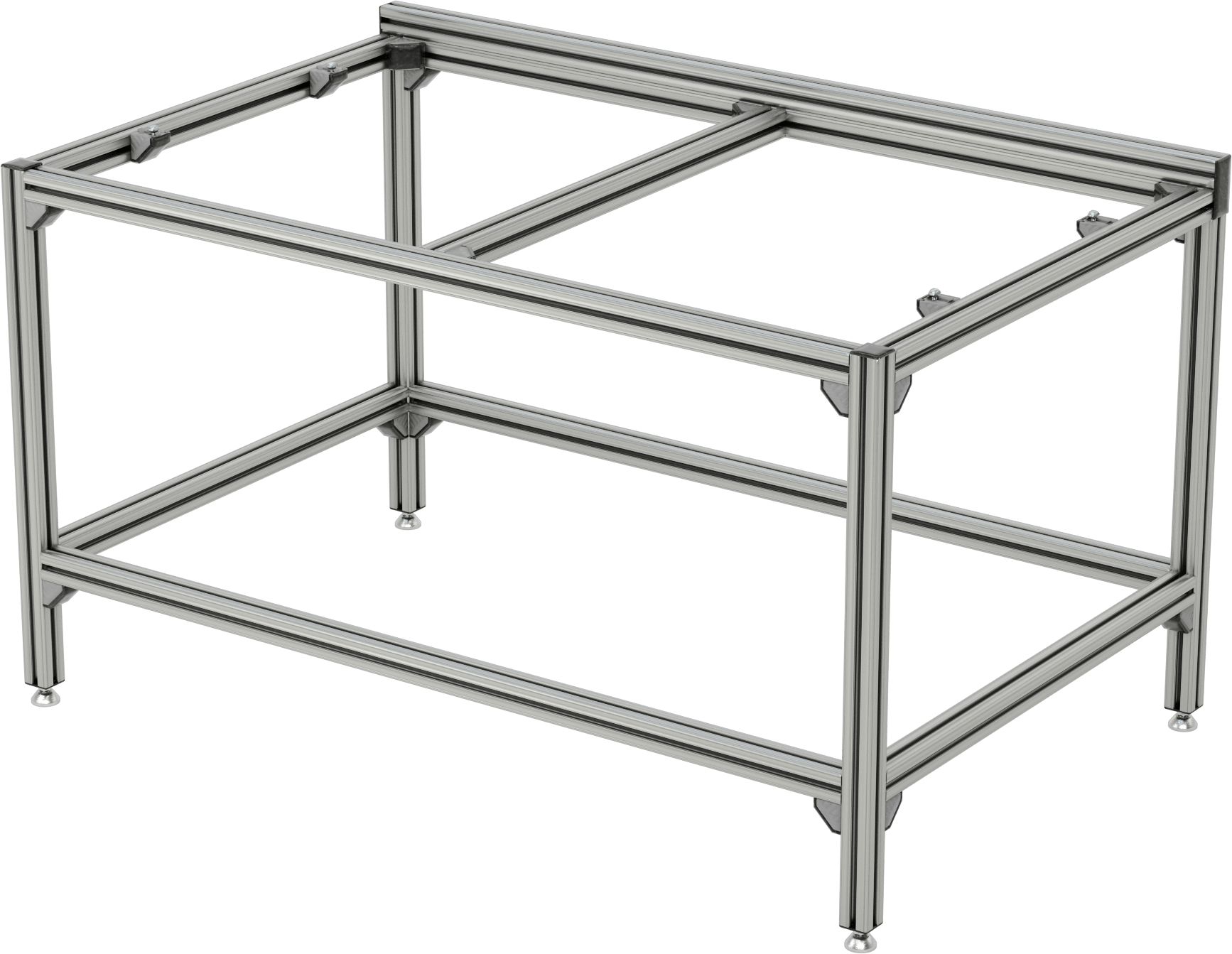 T-Yivli Çerçeve Tabanı, 45 mm Tek Ray, 60 inç Uzunluk x 36 inç Genişlik x 34 inç Yükseklik