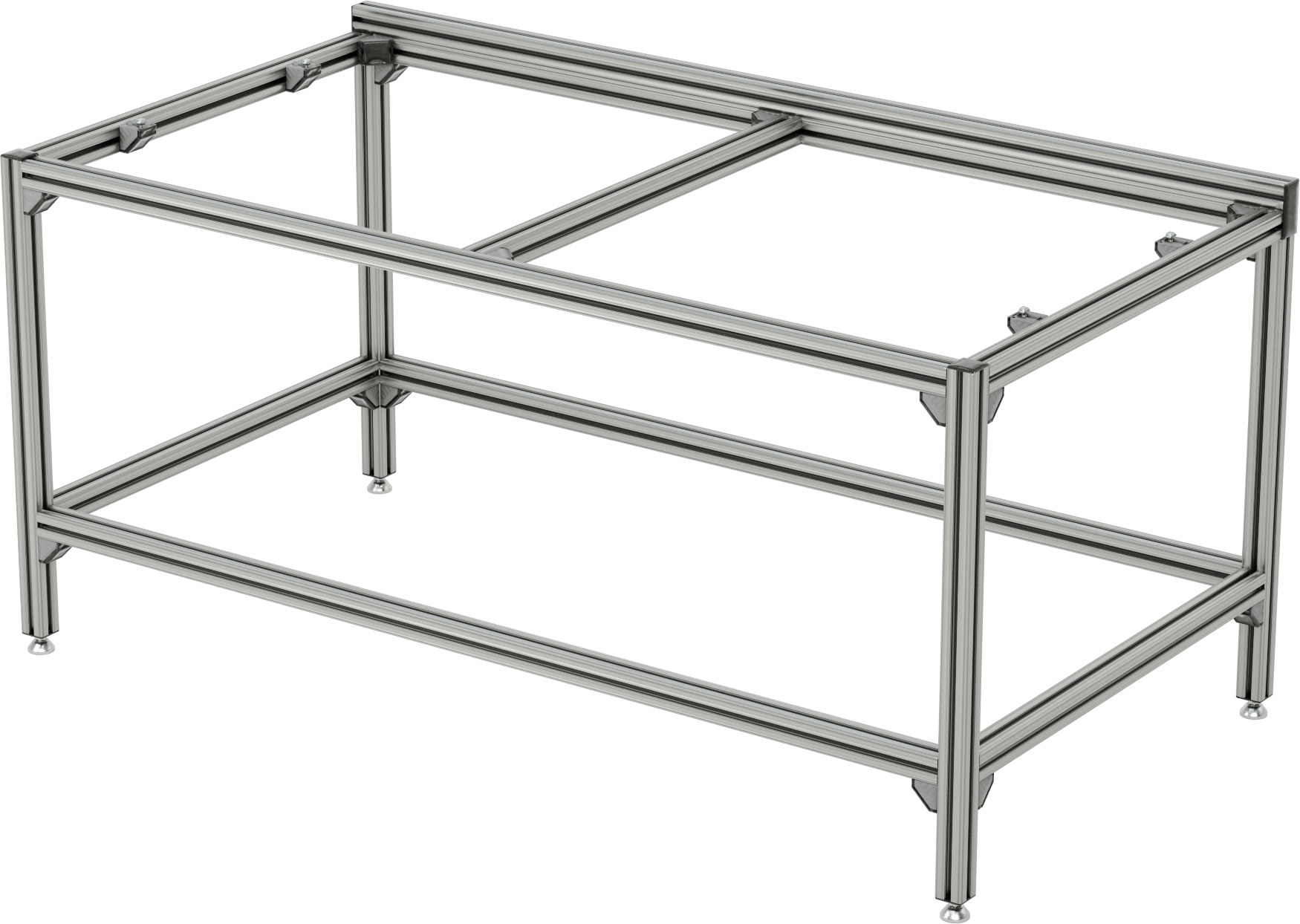 T-Yivli Çerçeve Tabanı, 45 mm Tek Ray, 72“ Uzunluk x 36” Genişlik x 34" Yükseklik