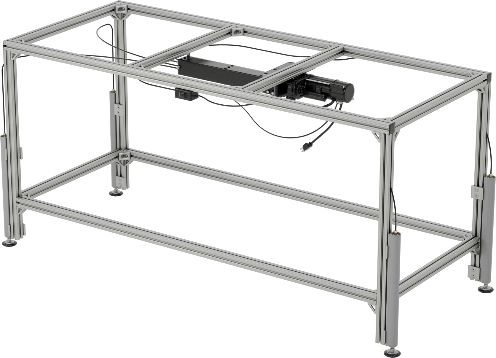 T-Yivli Çerçeve Tabanı, 1,5 inç Tek Ray, 72“ Uzunluk x 30” Genişlik, 35,5“ ila 47,5” Ayarlanabilir Yükseklik