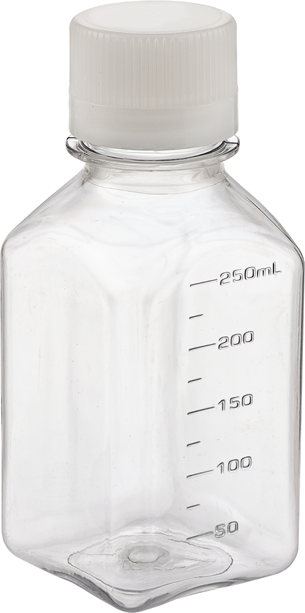 Steril Dereceli PETG Plastik Şişe, Temiz Oda Ortamı için, 8 FL. oz Kapasite, 2-1/2" Genişlik
