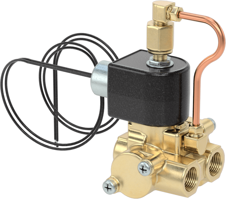 Egzoz Portlu Solenoid Açma/Kapama Vanası, Normalde Kapalı, 24V AC, 3/8 NPT Dişi, 7,3 Cv