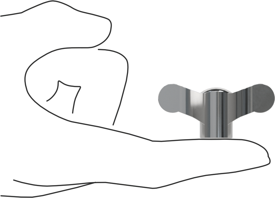 Paslanmaz Çelik İki Kollu Topuz, 1/4"-20 Dişli Delikli