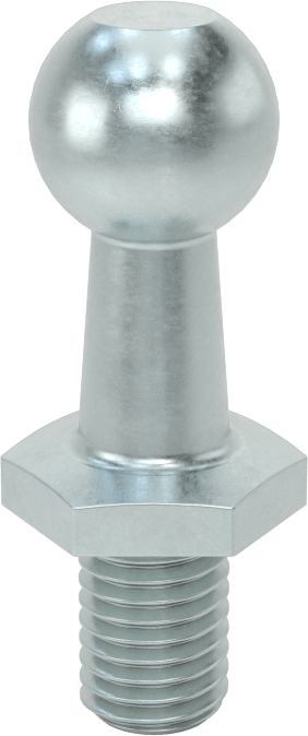 Gaz Yayları için Rulmanlı Saplama, 10 mm Top Çapı, 1,2" Toplam Uzunluk, 1/4"-28 Diş