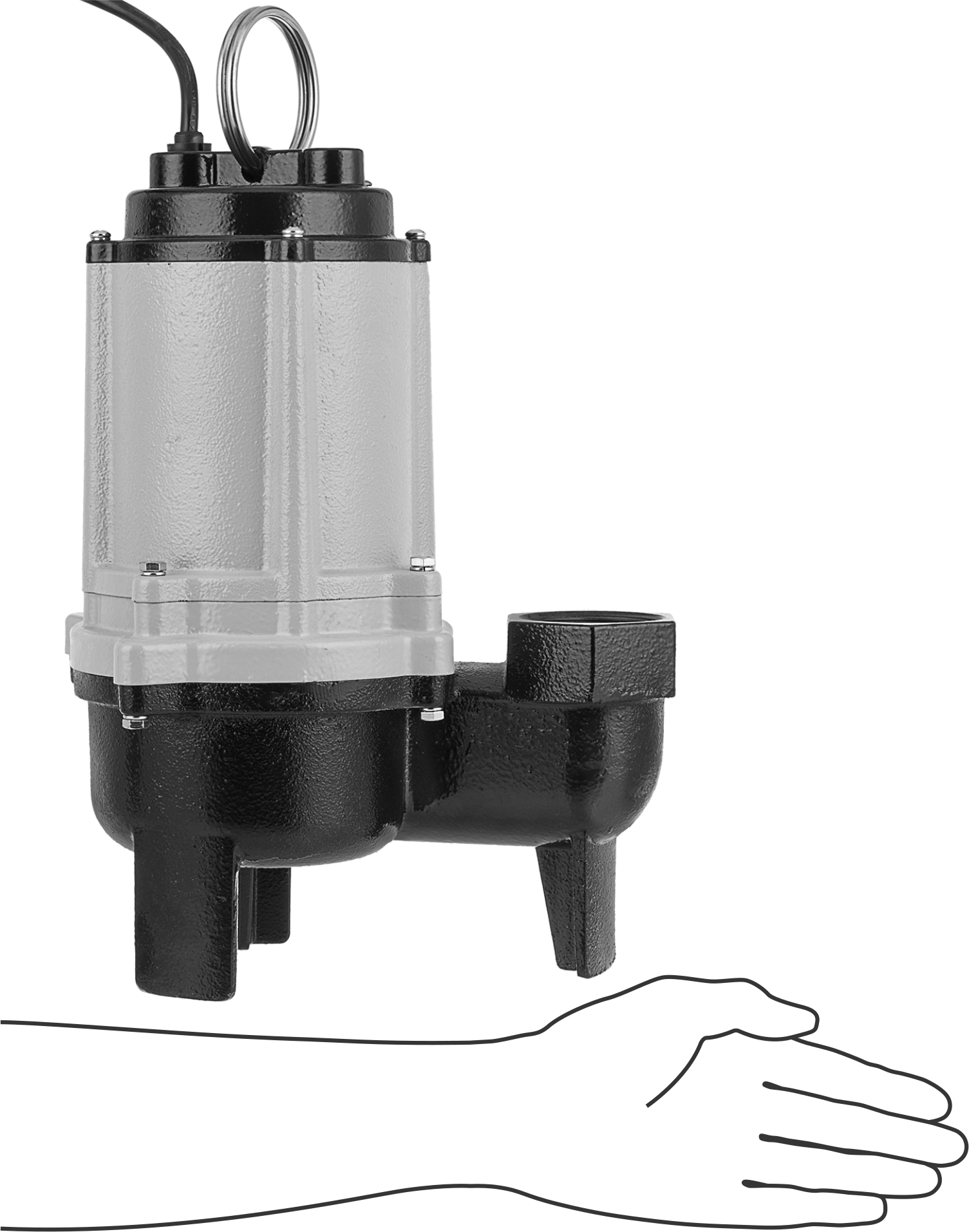 Kanalizasyon Suyu için Karter Pompası, Anahtar Olmadan, 208/230V AC, 1/2 hp