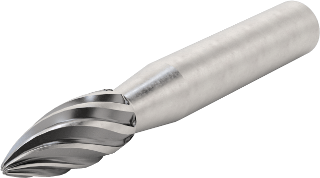 Yumuşak Metaller ve Plastikler için Karbür Frez, Alev, 1/4" Baş Çapı