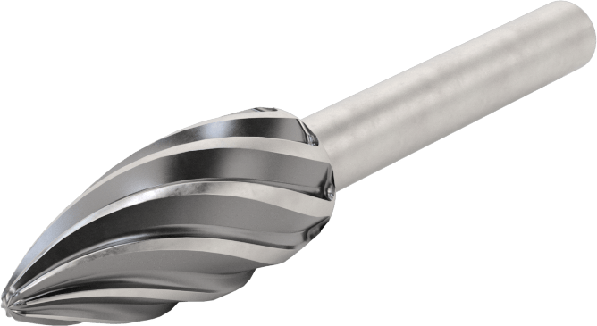Yumuşak Metaller ve Plastikler için Karbür Frez, Alev, 1/2" Baş Çapı