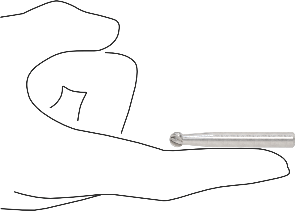 Yumuşak Metaller ve Plastikler için Karbür Frez, Bilye, 1/4" Baş Çapı