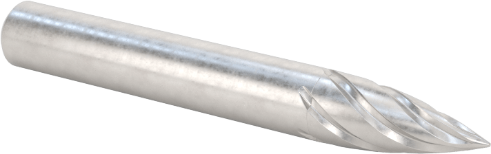 Yumuşak Metaller ve Plastikler için Karbür Frez, Sivri Uçlu Ağaç, 1/4" Baş Çapı