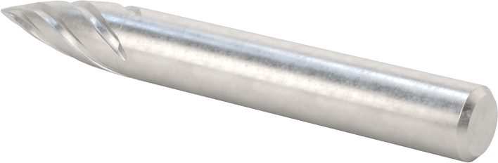 Yumuşak Metaller ve Plastikler için Karbür Frez, Sivri Uçlu Ağaç, 1/4" Baş Çapı