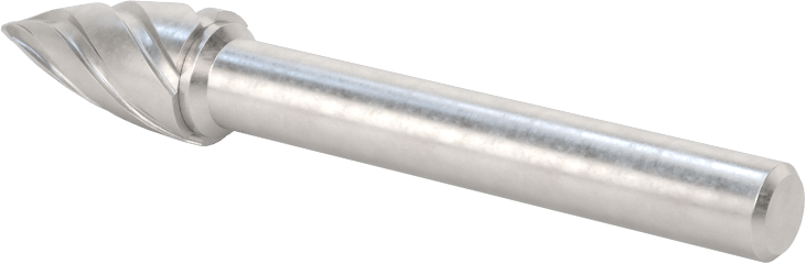 Yumuşak Metaller ve Plastikler için Karbür Frez, Sivri Uçlu Ağaç, 3/8" Baş Çapı